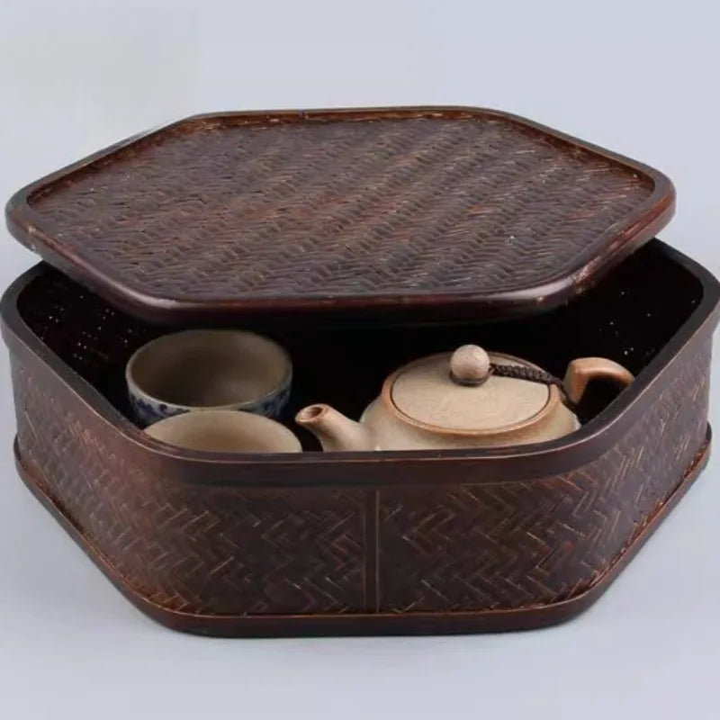 Bamboo & Lacquer Tea Set Storage Box – Chinese Tea Organizer