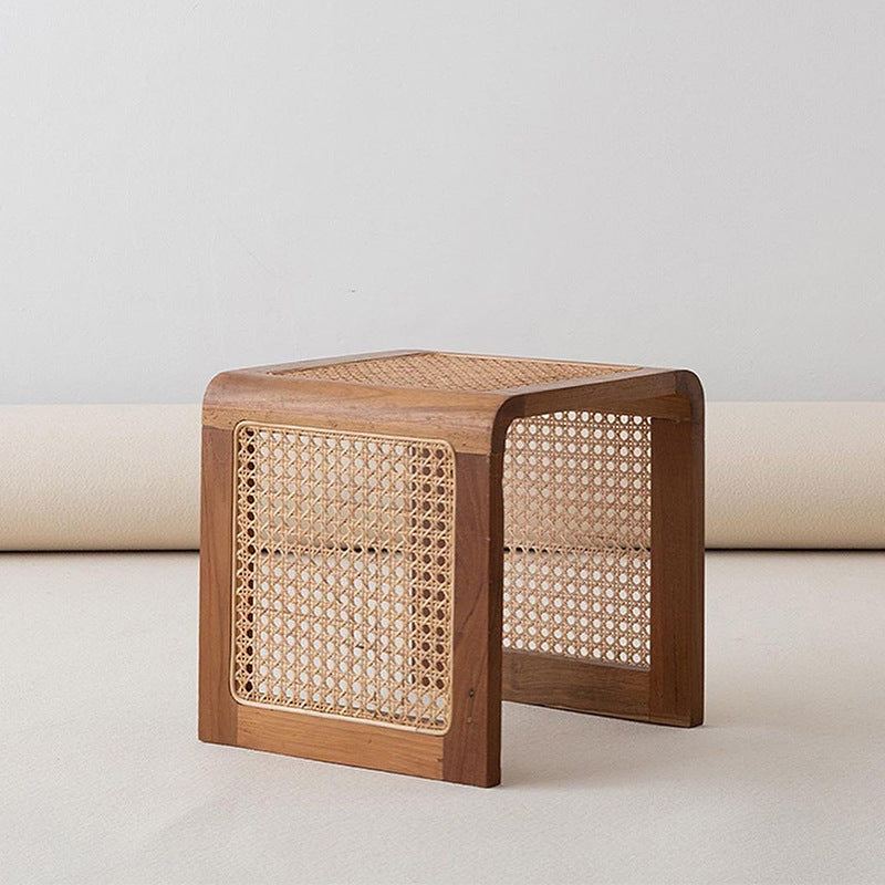 Japanese-Style Woven Wood Side Table (Square)