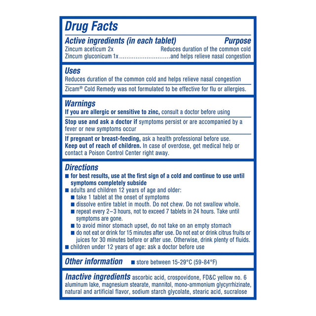 Zicam Zinc Cold Remedy RapidMelts, Quick Dissolve Tablets, Cherry, 25 ct