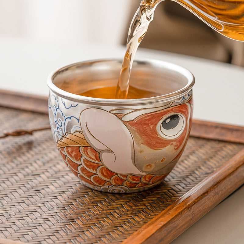 Chinese Style Household Tea Cup with Koi Decoration