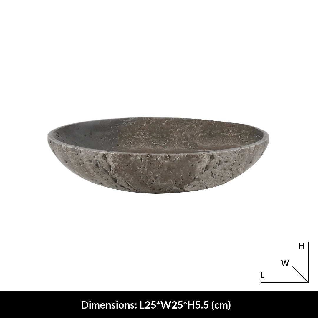 Wabi-sabi-inspired Vintage Gray Travertine Tray With A Sophisticated Vibe