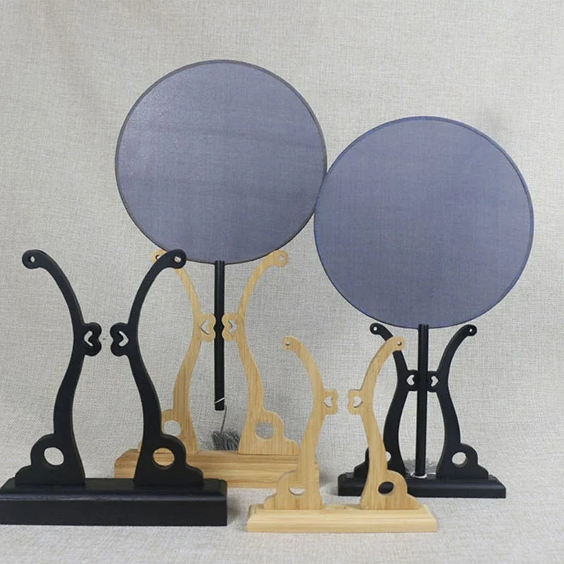 Elegant Chinese Style Bamboo Fan Stand Holder Bracket Rack for Home Office Decor