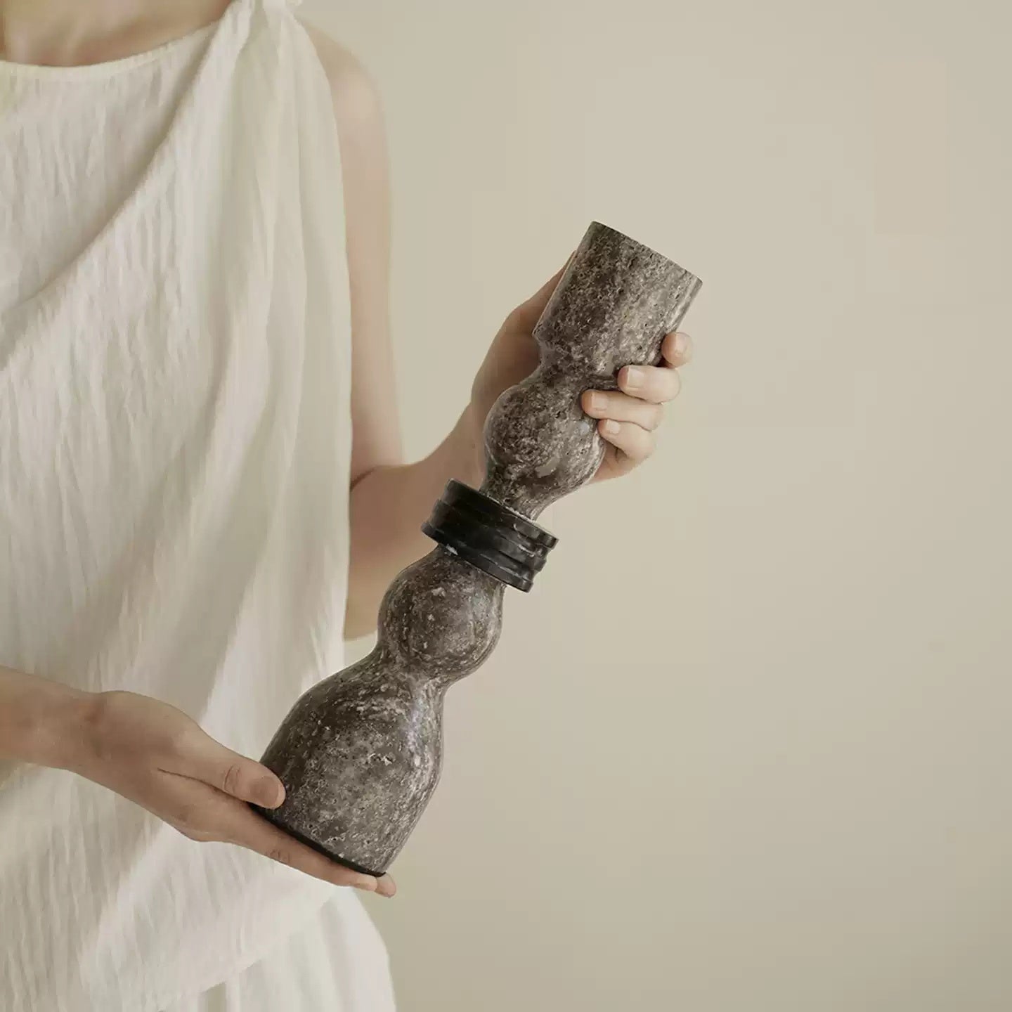 Modern Wabi-Sabi “Cave” Stone Candle Holder – Minimalist Decor Piece