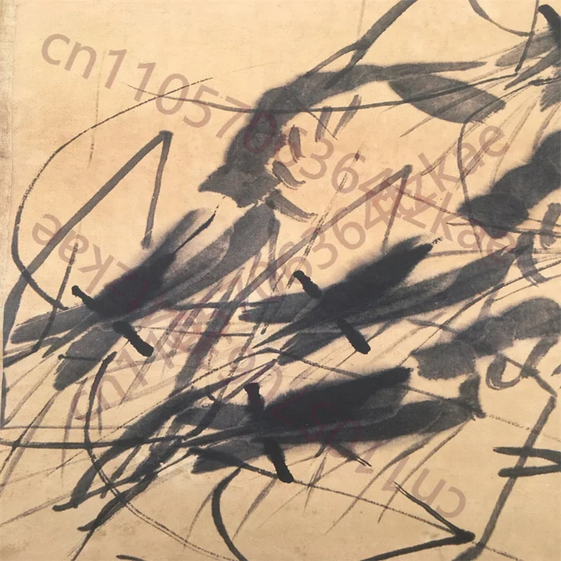 Qi Baishi Style “Eight Shrimp” Rice Paper Scroll Wall Decor