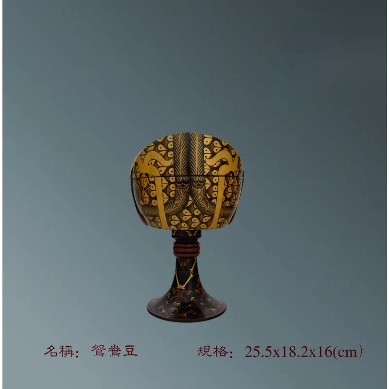 Chu-Style Lacquerware Dish – Painted Mandarin Duck Design (Handmade Collectible)