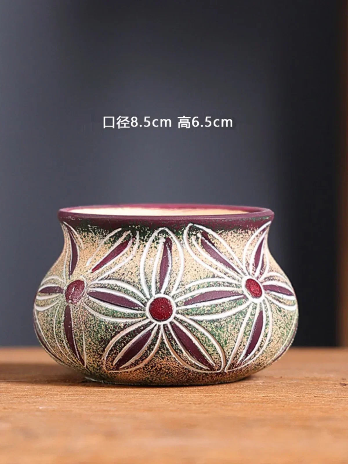 Mediterranean Red Pottery Succulent Pots – Retro Hand-Painted Ceramic