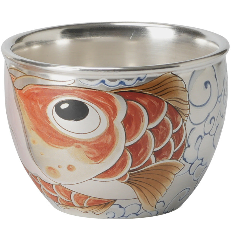 Chinese Style Household Tea Cup with Koi Decoration