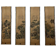 Chinese Ancient Paper Calligraphy Paintings Scrolls Famous Murals Wangyun Attic Pavilion Four Pairs of Artwork Decorations