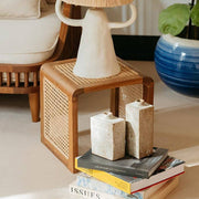 Japanese-Style Woven Wood Side Table (Square)