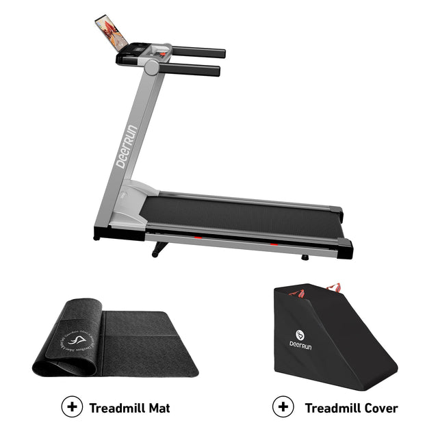 DeerRun A1 Pro Move+  6% Incline Foldable Treadmill——2025 Upgraded Chip & NFC Support | 350Lbs, 10mph Silver
