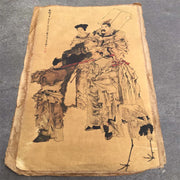 Ren Bonian Chinese Old Scroll Artist Core Portrait Flower & Bird Design Rice Paper Cut-Out Painting Slice for Home Decor