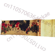 Old Chinese Long Scroll – Qi Baishi Inspired Watercolor “Competition of Flowers”