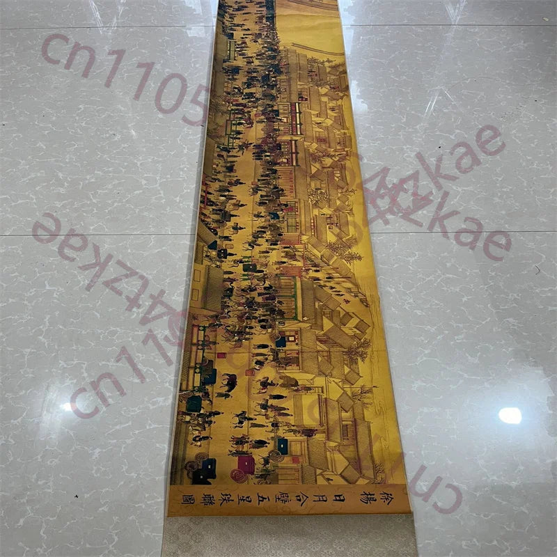 Xu Yang–Style “Five Star Joint Pearl – Sun & Moon” Chinese Long Scroll