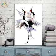 Two Dancing Cranes Artwork – Modern Canvas & Scroll Wall Art