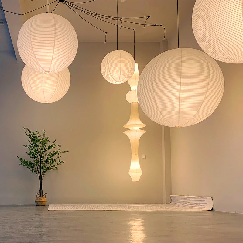 White Paper Lantern Shade – Minimalist Ceiling Pendant for Bedroom & Living Room