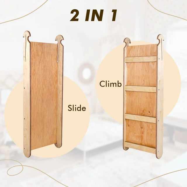 6in1 Montessori Climbing Set: Triangle Ladder + Arch/Rocker + Slide/Ramp + Net + Cushion + Art Addition