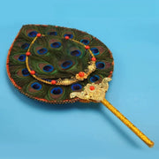 Tibetan Nepalese Craft 7/18 Eye Peacock Feather Fan Household Buddhist Temple Water Purifier Feather Decoration Handicraft