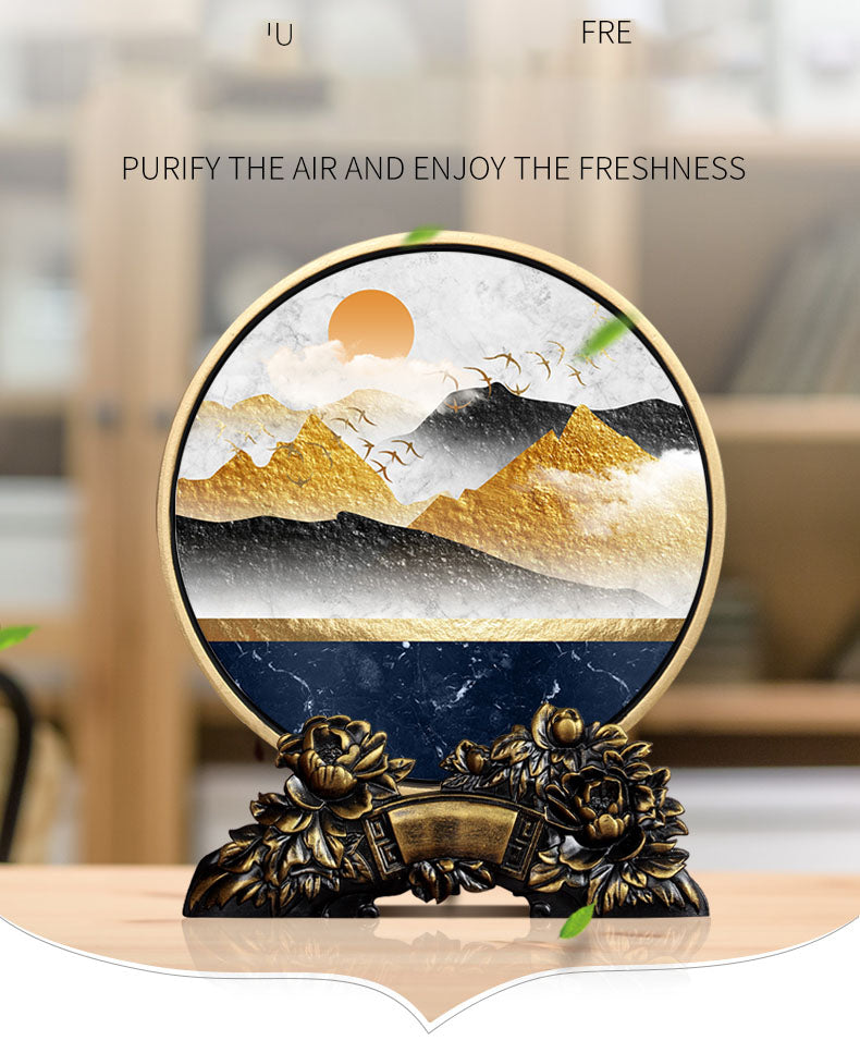 Gold Landscape New Chinese Wall Art – Living Room Asian Home Decor