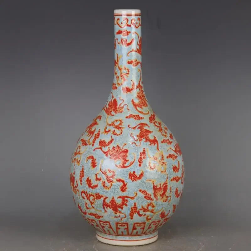 Qing Kangxi-Style “Baifu” Porcelain Bottle – Hand-Painted Luminous Vase
