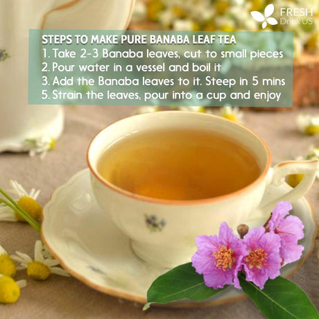 Natural Banaba Dried Leaves, Tea Bags, Powder, Whole Banaba Leaves, 100% Pure Dried Banaba Leaves, Banaba Leaf Tea, No Additives, No Caffeine, Vegan - FreshDrinkUS - Natural and Premium Herbal Tea