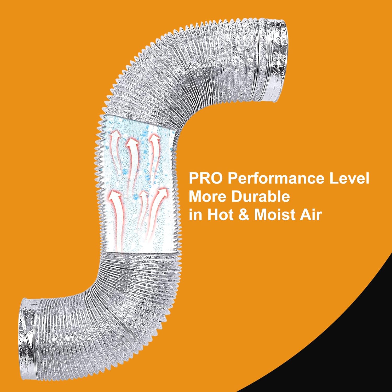 Heavy Duty 4"Flexible Dryer Vent Exhaust Duct Hose 3 Feet for Tight Space, Extra Thick(6-ply) Aluminum Foil Ducting Kit with 2 Key Hose Clamps