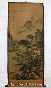 Antique Qing Dynasty Hand-painted Chinese calligraphy painting-Landscape 10
