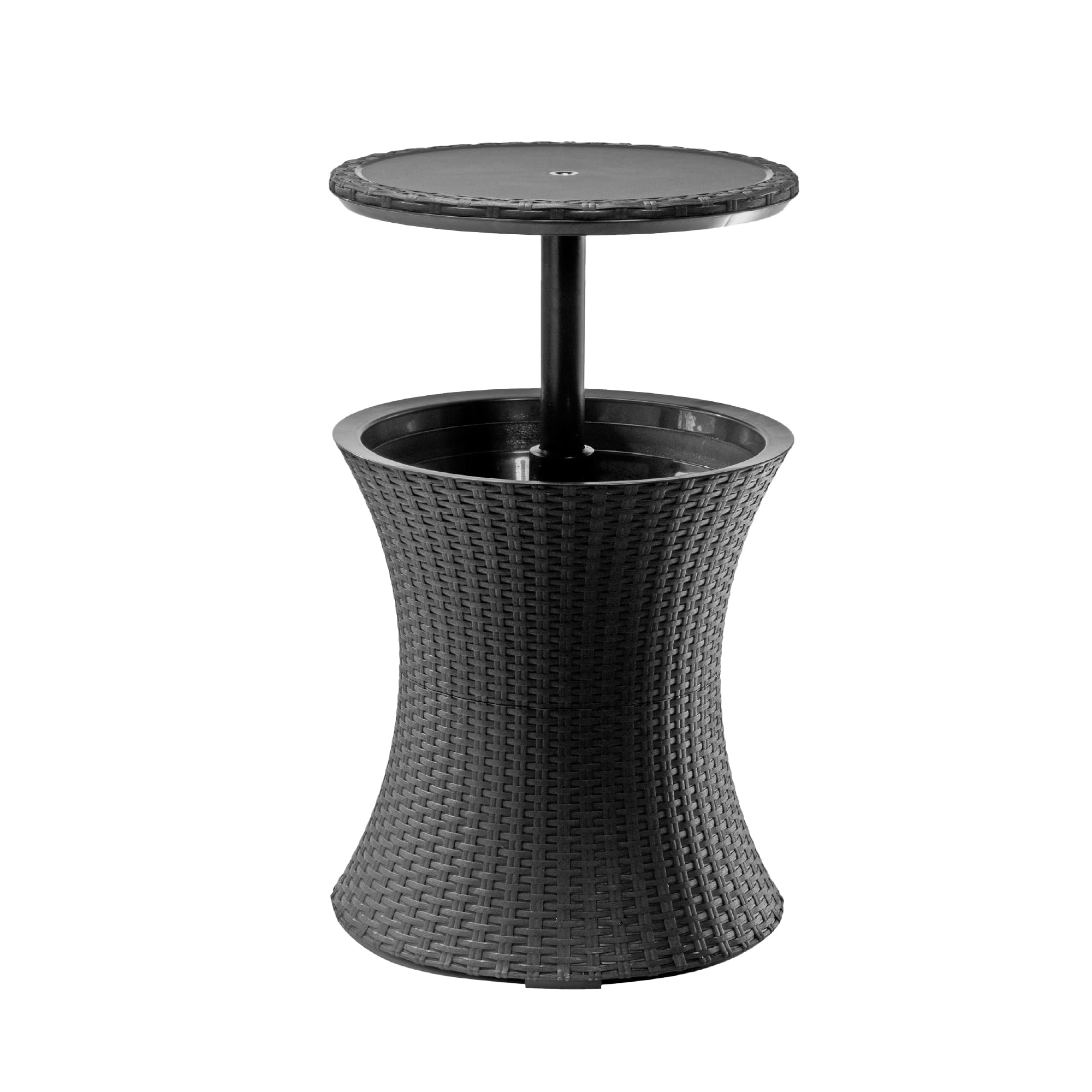 Keter Pacific Cool Bar Outdoor Patio Furniture and Hot Tub Side Table with 7.5 Gallon Beer and Wine Cooler, Espresso Brown