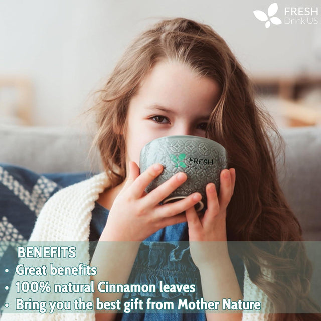 Natural Cinnamon Leaves, Whole Dried Cinnamon Leaves, Tea Bags, 100% Pure from Dried Cinnamon Leaves, Cinnamon Leaf Tea, No Additives, No Caffeine, Vegan - FreshDrinkUS - Natural and Premium Herbal Tea