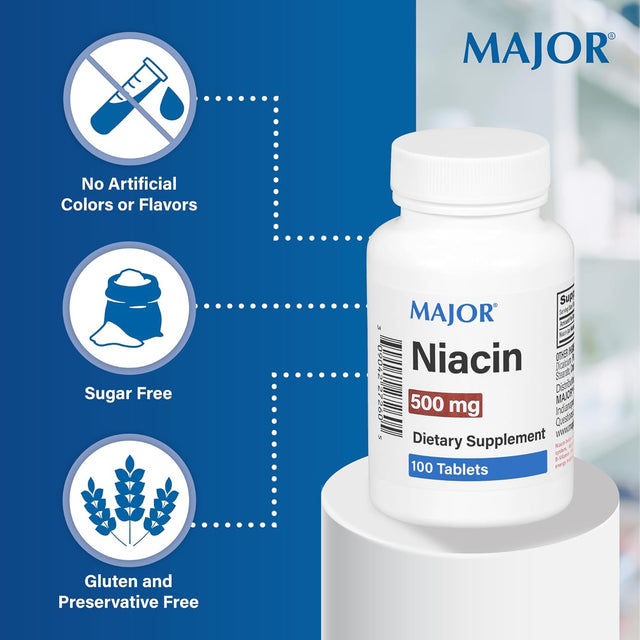Major Niacin (B3) Dietary Supplement, 500 mg