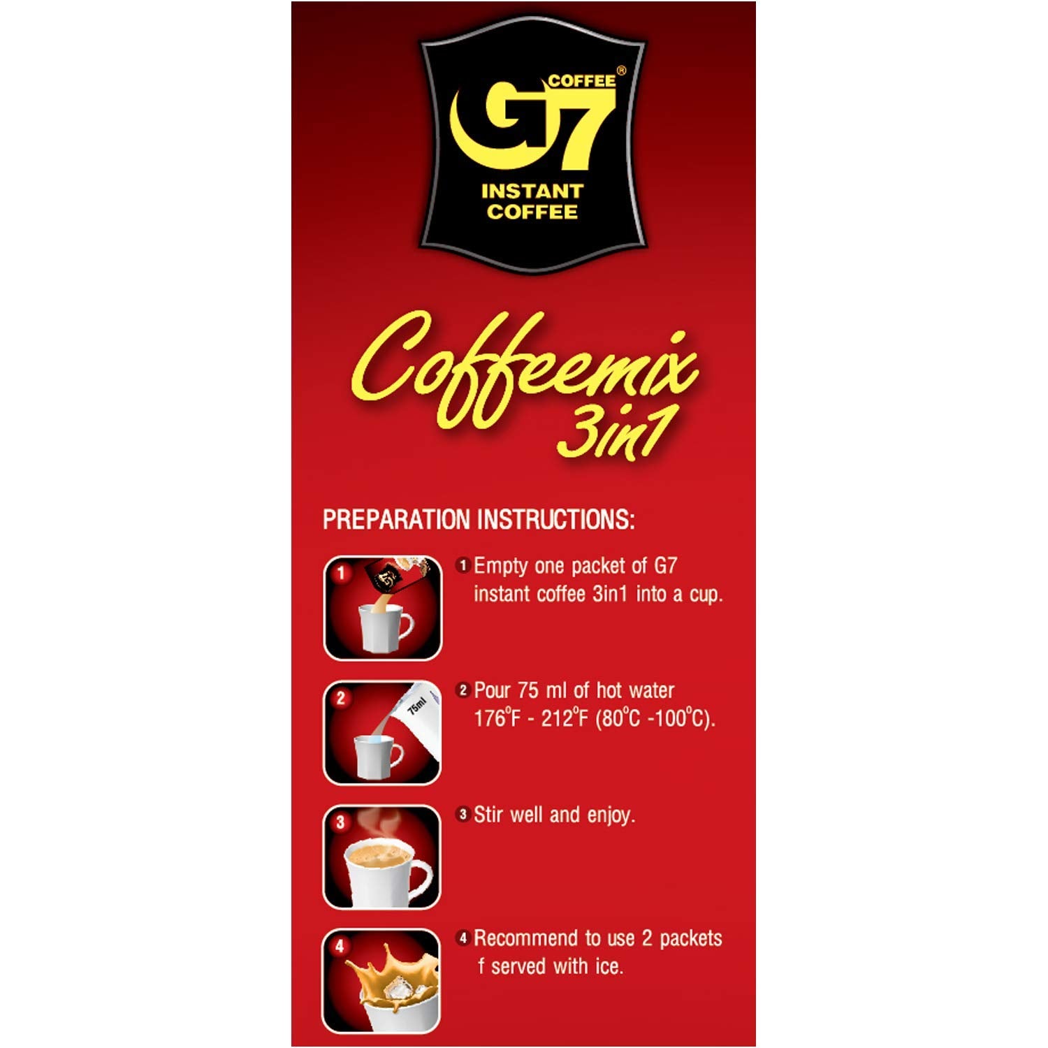 Trung Nguyen — G7 3 in 1 Instant Coffee — Roasted Ground Coffee Blend w/Non-dairy Creamer and Sugar — Strong and Bold — Instant Vietnamese Coffee (20 Single Serve Packets)
