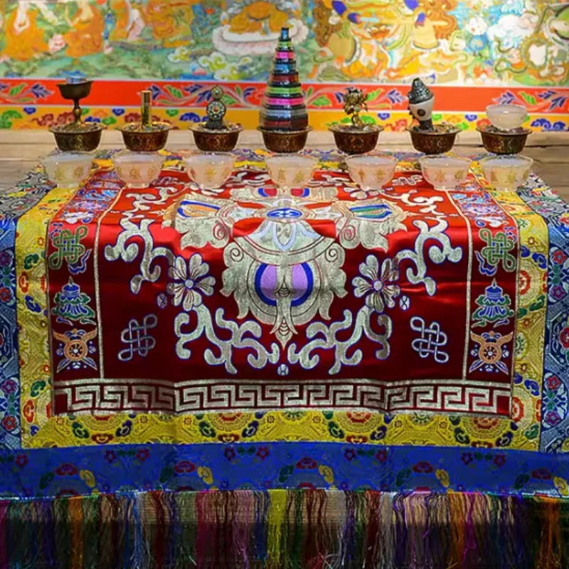 Handmade Embroidery Tablecloths Temples Buddhist Halls Homes Sacrificial Worshiping Buddha Decorative Tablecloths Door Curtain