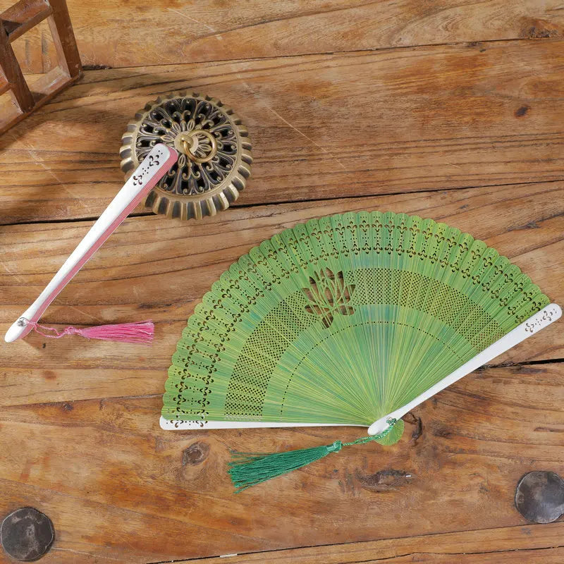 New Chinese Super Fairy Lotus Small Fan Hanfu Qipao Women's Hollow Fan Wedding Photography Props Folding Fan