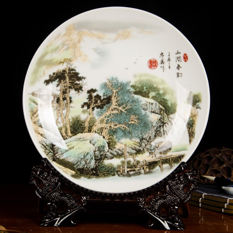 Ceramic Hanging Plate – Office & Living Room Asian Home Decor