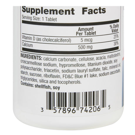 Geri-Care Oyster Shell Calcium Plus Vitamin D Supplement, 500 mg, 60 tablets