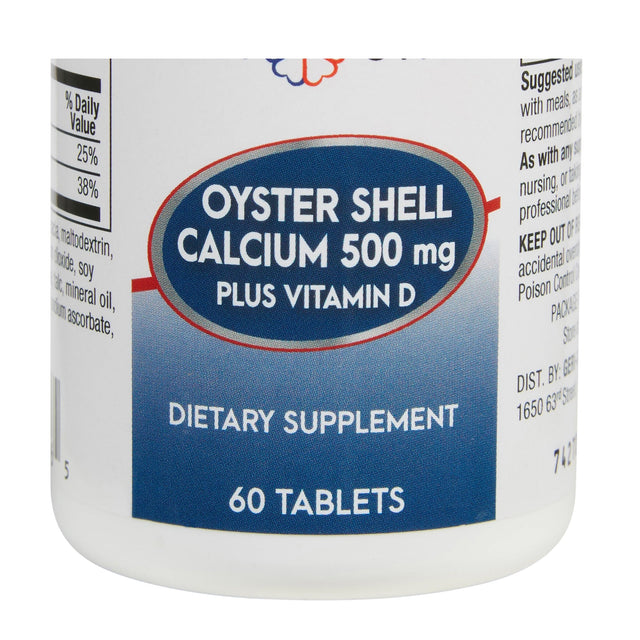 Geri-Care Oyster Shell Calcium Plus Vitamin D Supplement, 500 mg, 60 tablets