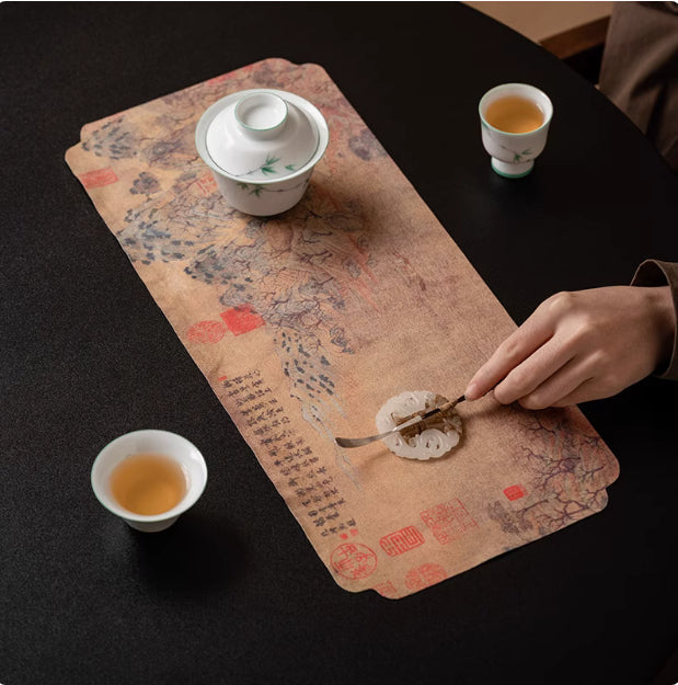 Peach Garden Notes Double-sided Tea Mat Chinese Zen