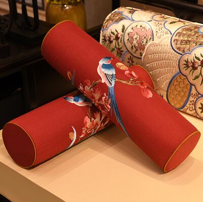 Traditional Chinese Jacquard Cylinder Bolster Pillow