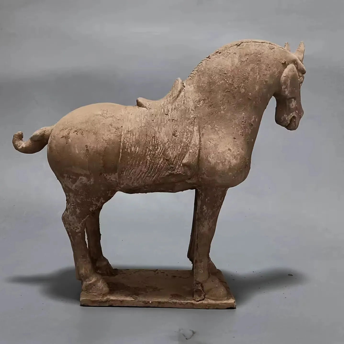 Likely Antique Tang Dynasty Pottery Horse – Warrior on Horseback