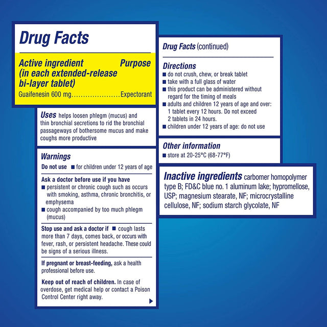 Mucinex 12-Hour Guaifenesin Extended-Release Bi-Layer Tablets