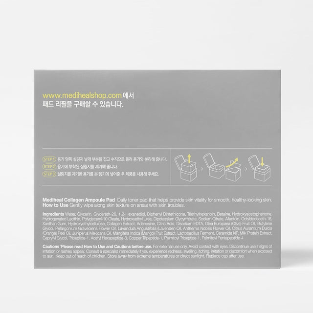 Collagen Ampoule Facial Toner Pads - Collagen & Ceramide - Skin Firming & Restore Elasticity & Deep Hydration - Tighten Wrinkles & Lines - Vegan Eco Silk Fabric