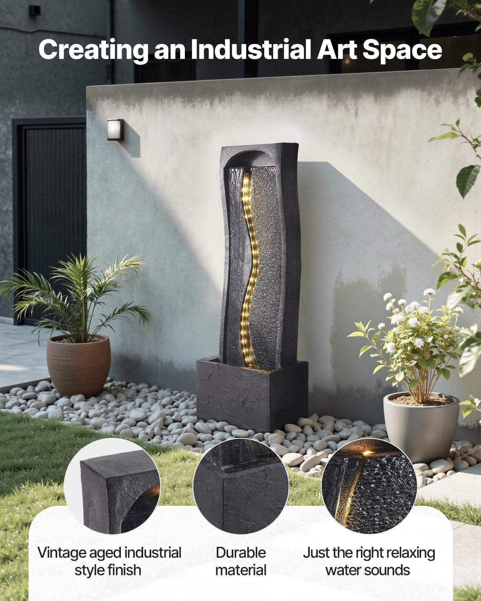 Outdoor Water Fountain 1-Tier Rock Base Style 38.58 cm In Height Fountains