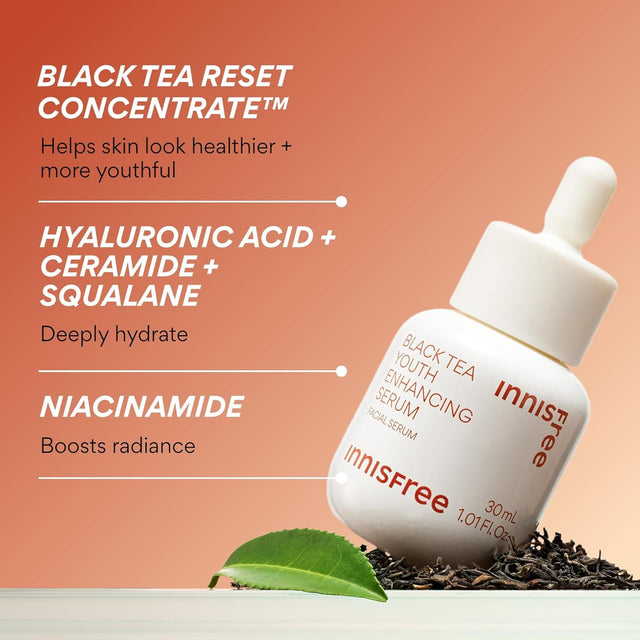 Black Tea Youth Enhancing Serum, Korean Serum with Niacinamide for Firming and Glow