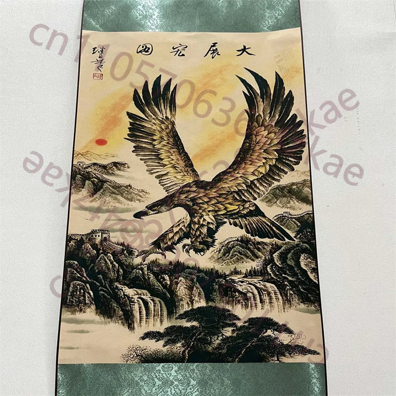China Old Scroll Wall hanging Rice Paper Painting Liu Jilu's painting of a great Peng spreading its wings