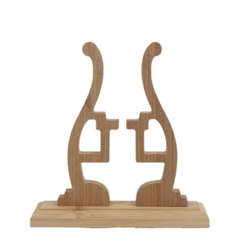 Elegant Chinese Style Bamboo Fan Stand Holder Bracket Rack for Home Office Decor