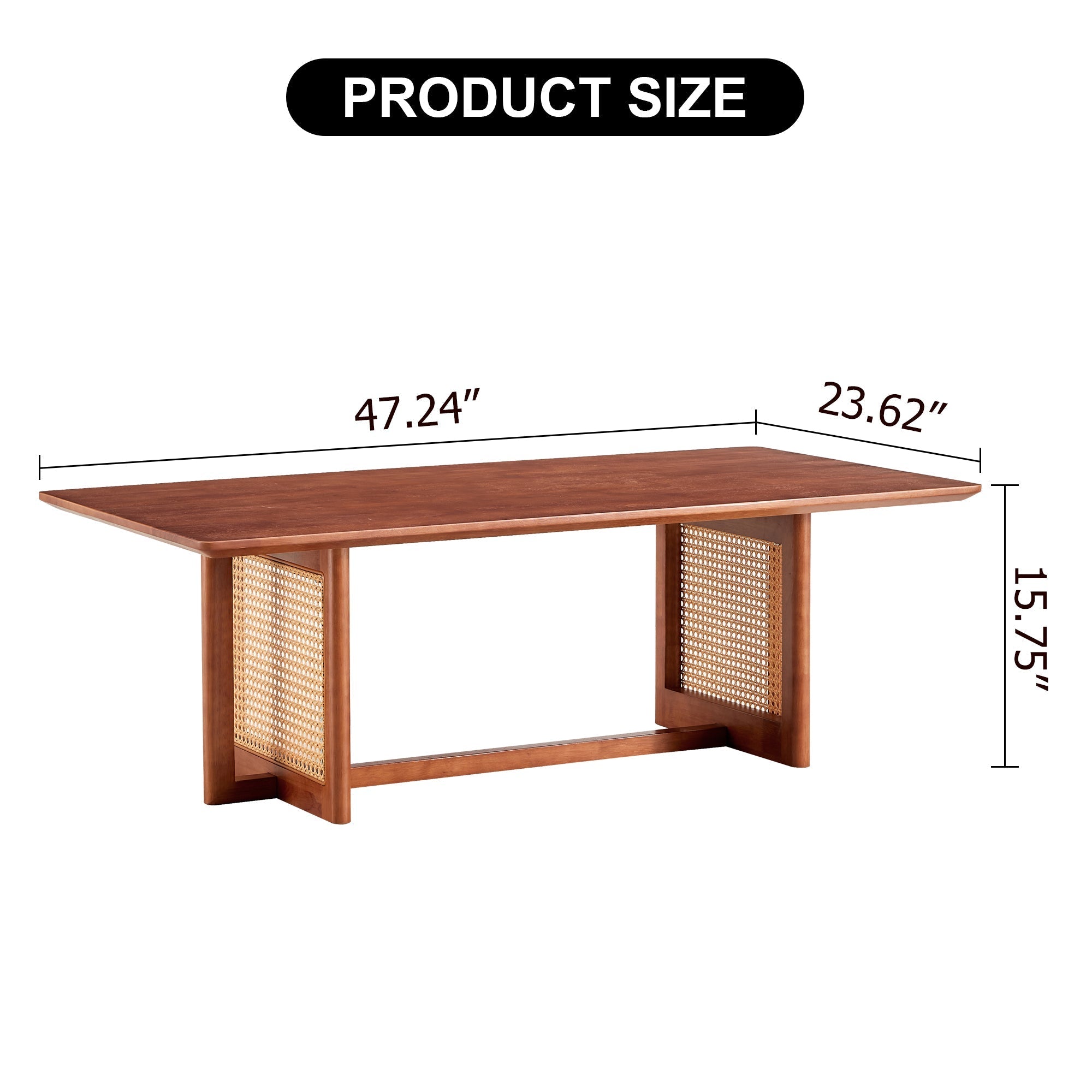 Chinese Style Imitation Rattan Tea Table Walnut Color