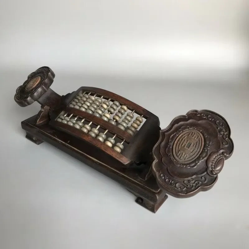 Old Chinese Wood Abacus with Jade Beads