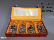 4PCS Chinese Inside Painted Glass Snuff Bottle - Eight Immortals, with Storage Box