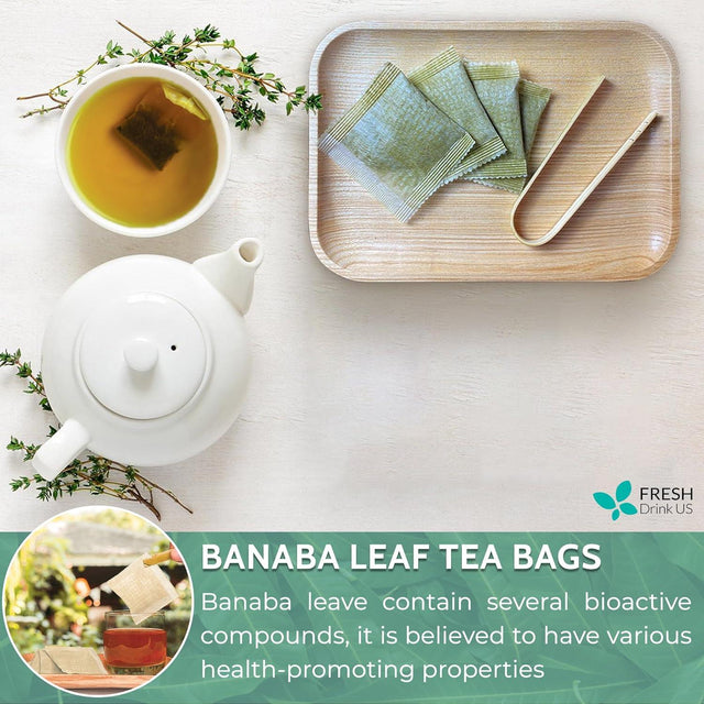Natural Banaba Dried Leaves, Tea Bags, Powder, Whole Banaba Leaves, 100% Pure Dried Banaba Leaves, Banaba Leaf Tea, No Additives, No Caffeine, Vegan - FreshDrinkUS - Natural and Premium Herbal Tea