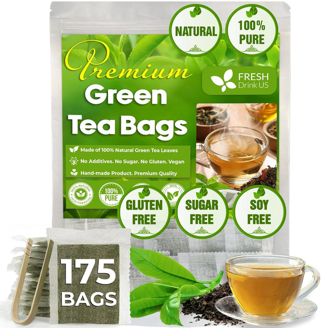 Premium Green Tea Bags, 100% Natural & Pure from Green Tea. Green Herbal Tea. No Sugar, No Gluten, Vegan