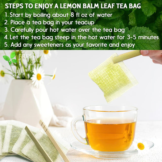 Premium Lemon Balm Leaf Tea Bags, 100% Natural & Pure from Lemon Balm Leaves. Loose Leaf Lemon Balm Herbal Tea. Lemon Balm Leaf Tea. No Sugar, No Caffeine, No Gluten, Vegan. - FreshDrinkUS - Natural and Premium Herbal Tea